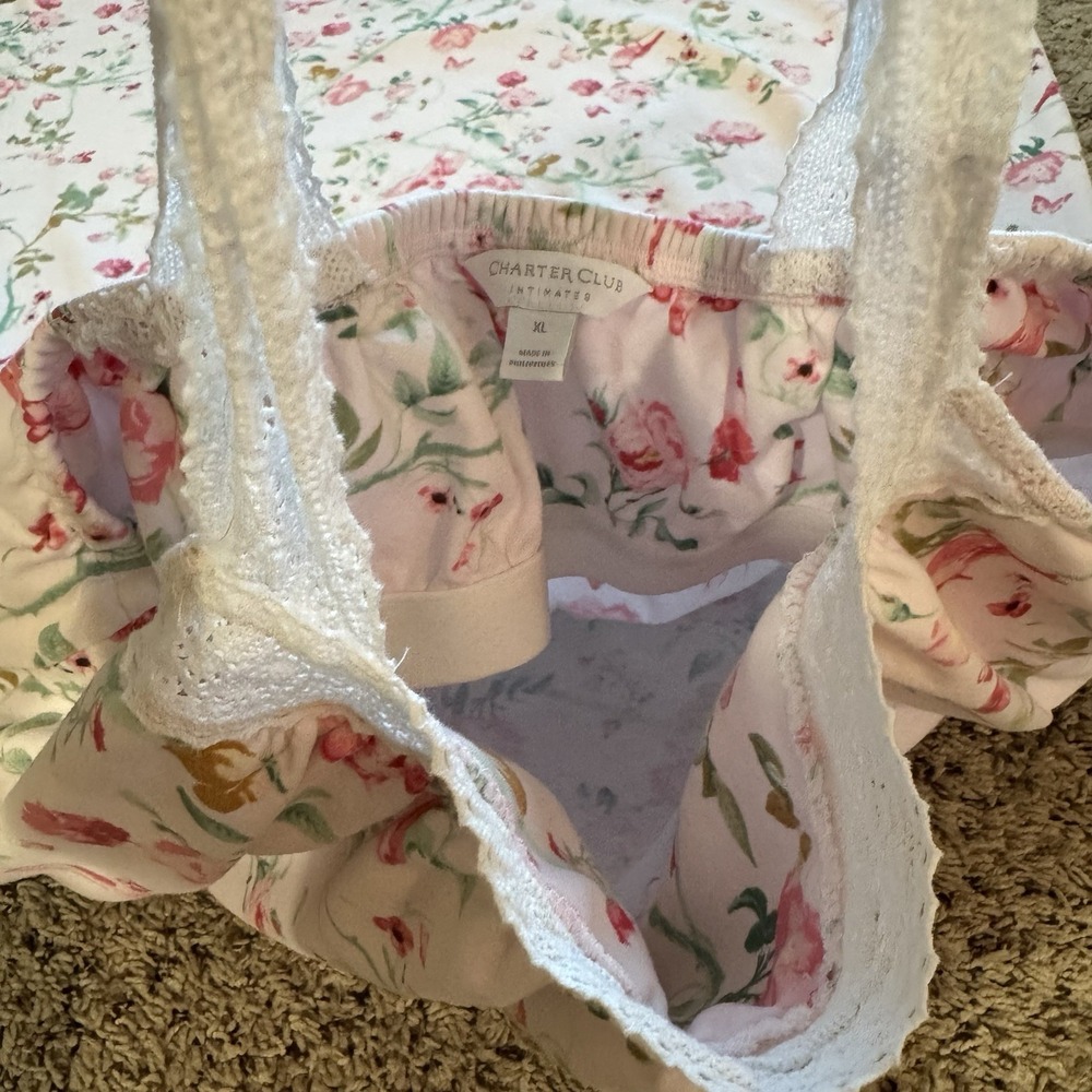 Charter Club Women's Cotton Floral Lace-Trim‎ Nightgown- Bird Bloom XL - Picture 8 of 12